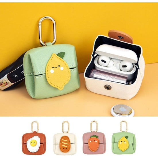 Pineapple Pattern Blue Plaid Cute Multifunctional Mini Leather Coin Purse with Keychain for Lipstick, Bluetooth Earbuds, and Small Essentials