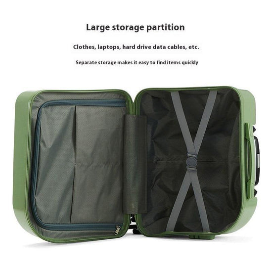 Olive Green 18-Inch Lightweight Carry-On Luggage - Waterproof & Anti-Theft Suitcase with Silent Universal Wheels