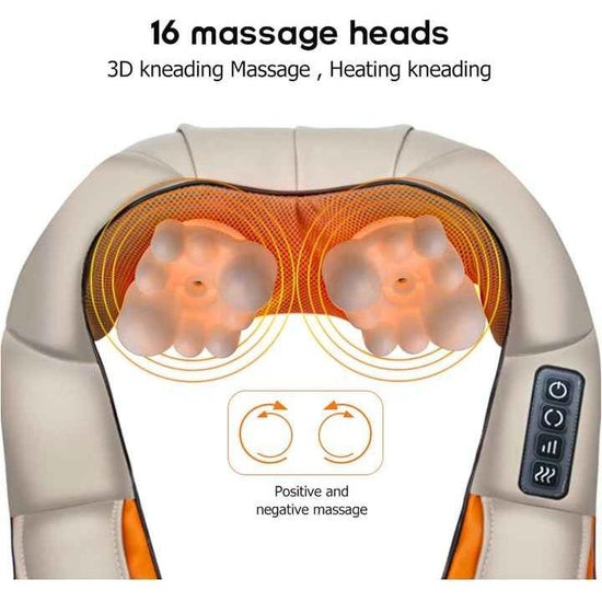 Portable Kneading Neck and Shoulder Massager with Heat - Four-Button Design, Black