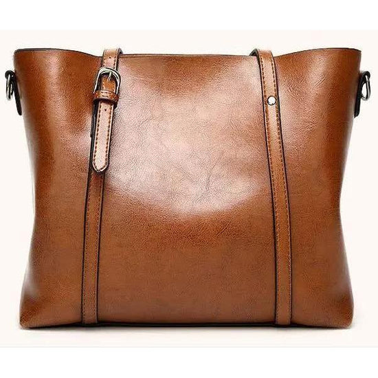 Elegant PU Leather Tote Bag with Detachable Strap - Black