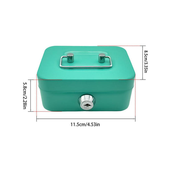 2PCS/Gray Mini Lockable Cash Box with Handle - Secure Money Storage Box