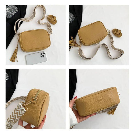 Rose Red Trendy Crossbody Shoulder Bag with Tassel Accent - Compact and Stylish