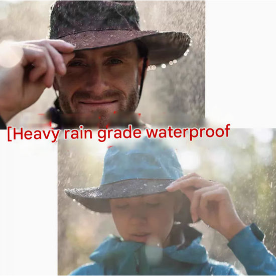 Grey Outdoor Waterproof Wide-Brim Rain Hat - Heavy-Duty Rain Protection