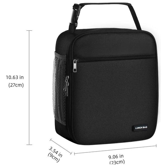 Black Set of 2 Handheld Insulated Lunch Bags for Food Storage