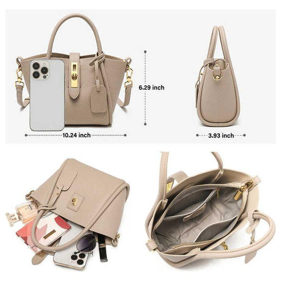 Beige Genuine Leather Women&