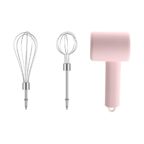 Pink Portable Electric Egg Beater with 3-Speed Adjustment, Dual Whisks, and Type-C Charging