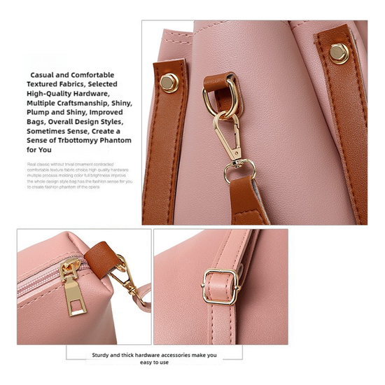 Pink Elegant 4-Piece Women’s Handbag Set – Stylish PU Leather, Shoulder Bag, Clutch, and Wallet for Every Occasion