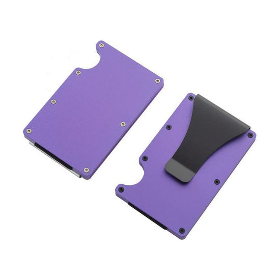 2 Pcs Purple Aluminum Alloy RFID Blocking Wallet - Compact, Lightweight Credit Card Holder and Money Clip
