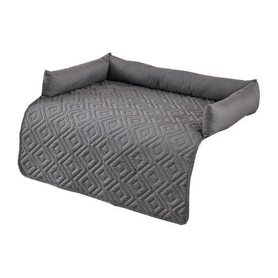 75*75CM Grey Waterproof & Scratch-Resistant Pet Sofa Protector Mat with Pillow | Cat & Dog Bed, Washable, All-Season