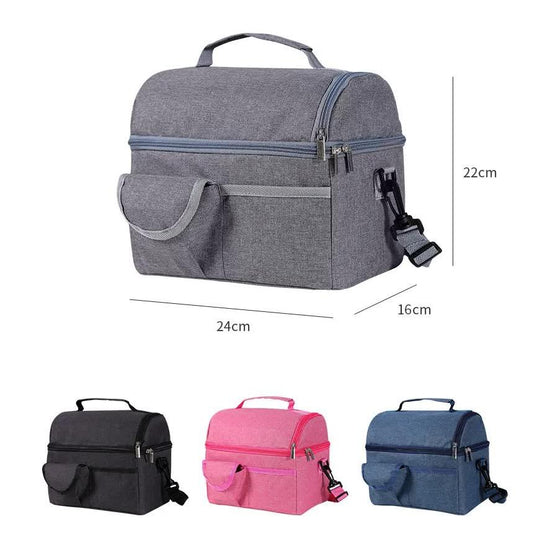 Grey Large Insulated Breast Milk Storage Bag, Dual Layer with Aluminum Foil Lining, Waterproof Oxford Fabric, Portable Handheld Food Container