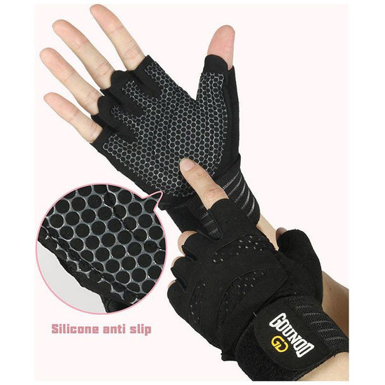 Size L Black Breathable Anti-Slip Gym Gloves for Workout and Weightlifting - Durable, Adjustable Fitness Gloves for Men and Women
