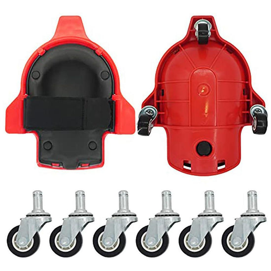 1 Pair Set Red Multi-Function Knee Pads with Swivel Wheels for Comfortable Knee Protection – Ideal for Construction, Tiling, Woodworking & More