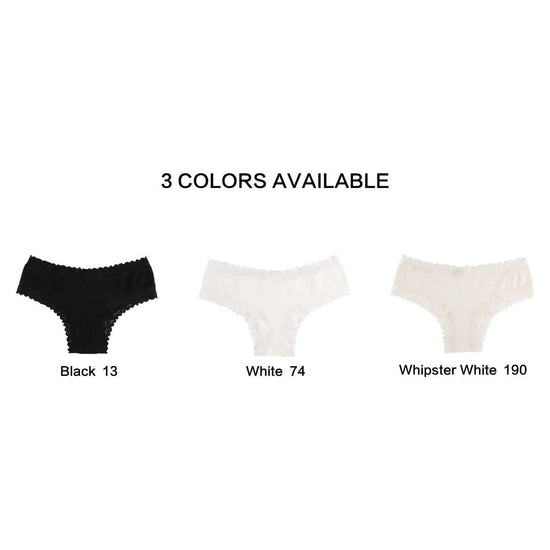 Size M Lace-Trimmed Cotton Panties - 3-Pack in Black, White, and Nude