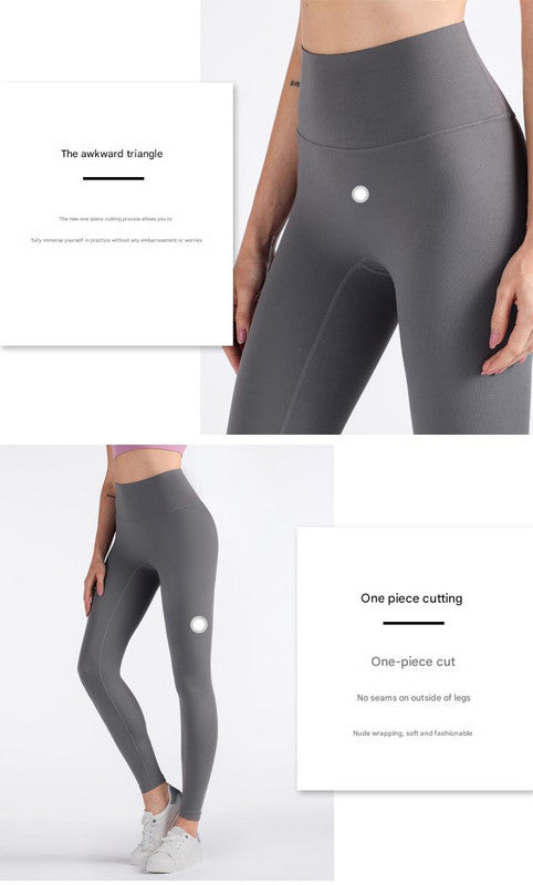 Size L Pink High-Waisted Seamless Yoga Pants for Women - Tummy Control, Butt Lifting & Back Waistband Pocket