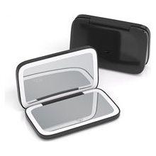 Black MR2326C Portable LED Illuminated Makeup Mirror - Foldable Lighted Vanity Mirror with 800mAh Battery