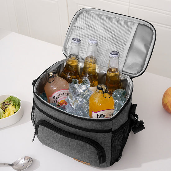 Blue Insulated Lunch Bag Cooler Tote - 9L Leakproof Thermal Lunch Box with Shoulder Strap & Pockets for Work, Picnic, Travel