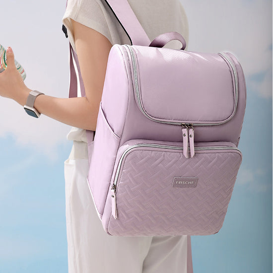 Purple Waterproof Insulated Backpack - Large Capacity Cooler Bag for Camping and Picnics