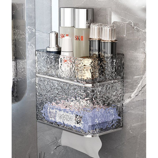 2PCS Stylish Double-Layer Transparent Wave-Textured Tissue Box Holder - Stylish Bathroom Storage