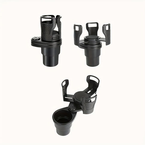 3 PCS Black 2-in-1 Universal Car Cup Holder Expander - 360 Degree Rotating Multifunctional Beverage Rack, Adjustable Upper Base Storage Organizer for Water Bottles, Coffee Mugs and Fast Food Cups