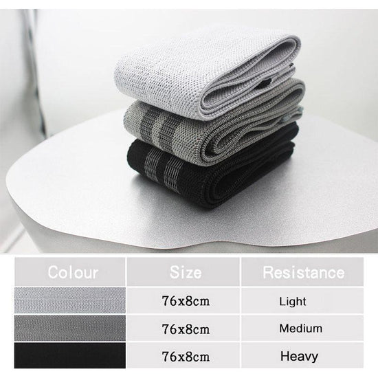Grey Colour Scheme Fabric Resistance Bands Set - 3 Levels Non-Slip Hip Bands for Strength Training