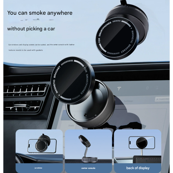 White Magnetic Car Phone Mount - 66x66x34mm with Adjustable Bracket for Easy Smartphone Access