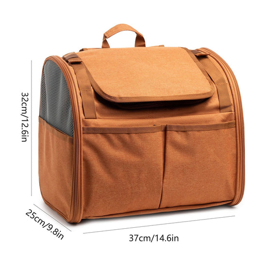 Brown Pet Carrier Backpack - Comfortable and Stylish for Cats and Small Dogs