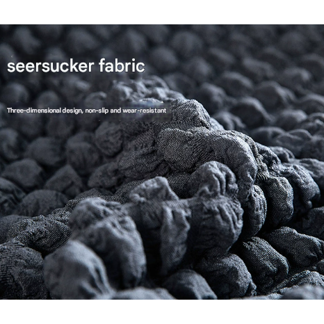 Black Double Sofa Bubble Gauze Sofa Cover with Skirt - Full Elastic Dustproof Double Seater 145-185cm