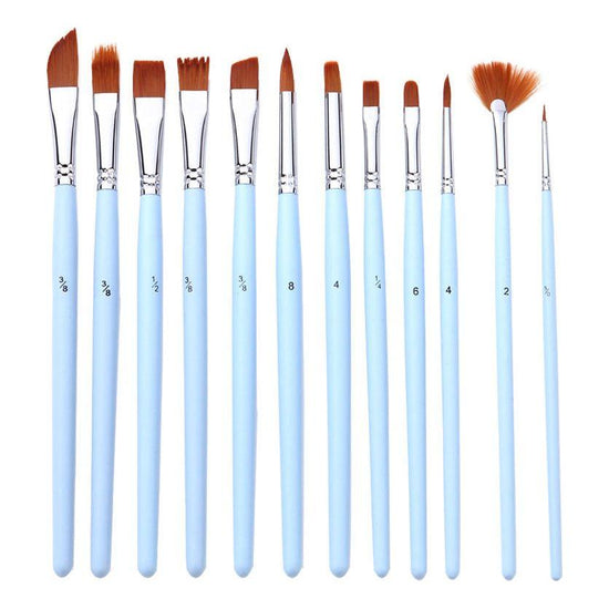 Light blue 18-Piece Multi-Purpose Nylon Hair Watercolor Brush Set – Professional Painting Tools for Artists