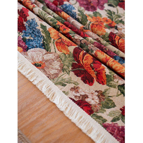 Floral Cotton Linen Tablecloth | Vintage Style Country Garden Design, 100*160cm