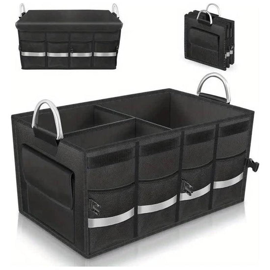 Foldable Car Storage Box with Metal Handle - Foldable Trunk Organizer for Efficient Vehicle Storage 35*35*30cm