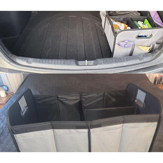 Foldable Fabric Car Trunk Organizer - Collapsible Storage Box for Vehicle Organization 60x37x31cm