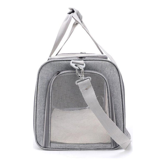 Grey Portable Pet Travel Carrier Bag - Foldable, Durable, and Comfortable for Small Dogs & Cats 45cmx30cmx30cm