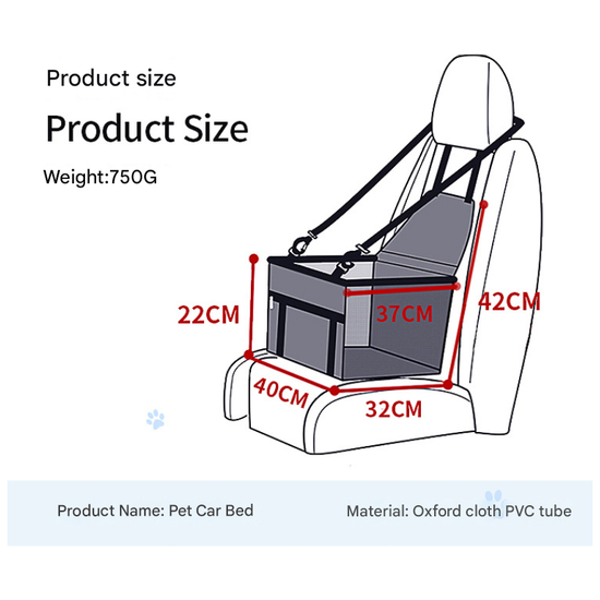 Pink footprints Portable Pet Car Seat for Dogs and Cats - Adjustable Car Seat Cover, Pet Travel Car Carrier with Safety Belt