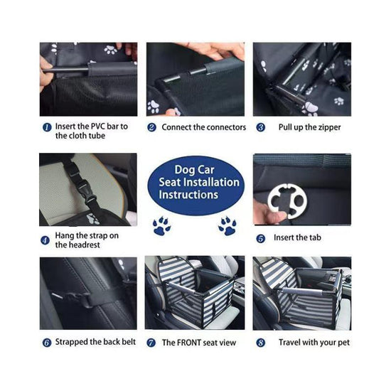 Light Gray Easy Install Dog Car Seat - Mesh Booster for Small Pets
