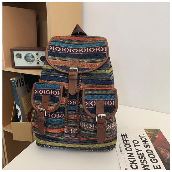 Yellow Stripes Boho Pattern Backpack - Stylish Casual Backpack for Everyday