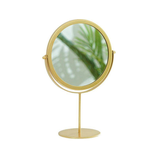 Gold Rotating Tabletop Makeup Mirror - 360° Swivel Vanity Mirror for Bedroom & Desk