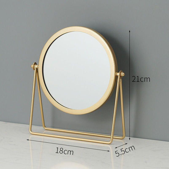 Gold Rotating Tabletop Makeup Mirror - 360º Swivel Vanity Mirror for Bedroom & Desk
