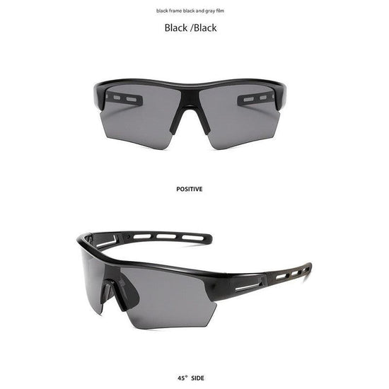 2 pcs Outdoor Sports Sunglasses - UV Protection HD Lenses for Cycling, Boating, Fishing(Black frame black gray film)