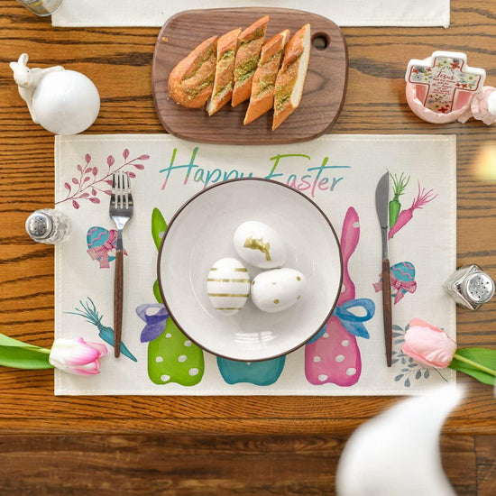Easter Cotton-Linen Placemats - Set of 4 Anti-Stain Table Mats(Style 3)