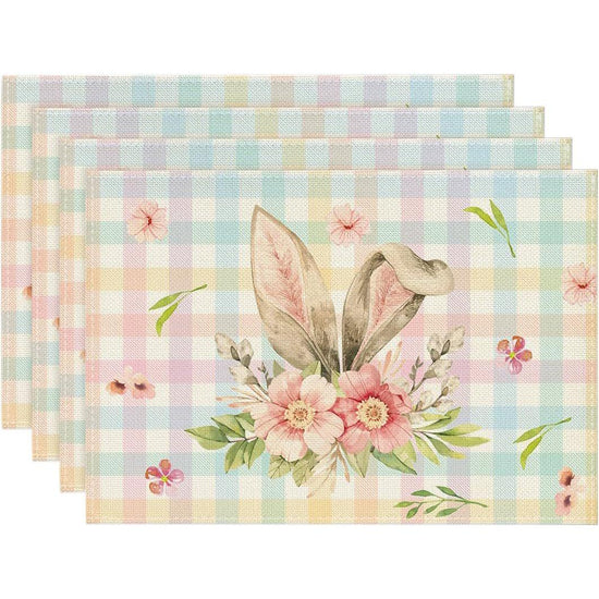 Easter Cotton-Linen Placemats - Set of 4 Anti-Stain Table Mats(Style 9)