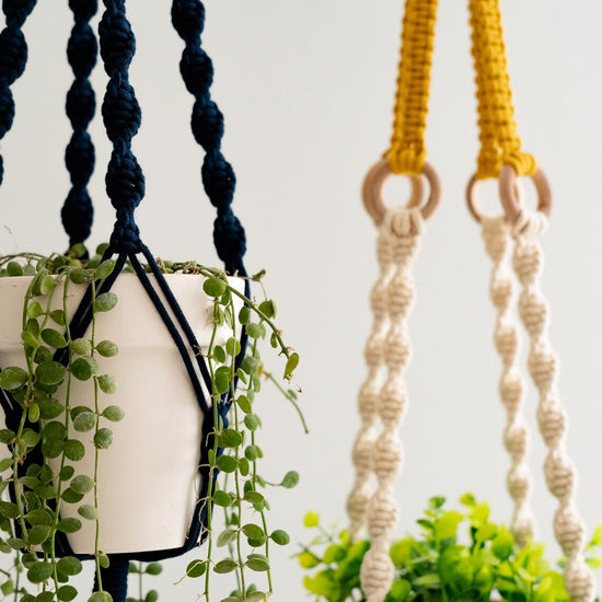3 pcs Handwoven Plant Hanger-Cotton Rope Hanging Planter with Wooden Rings