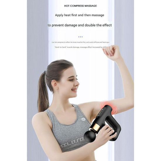 Green Heated Mini Fascia Massage Gun - LCD Display, Muscle Recovery Tool, 32 Adjustable Levels