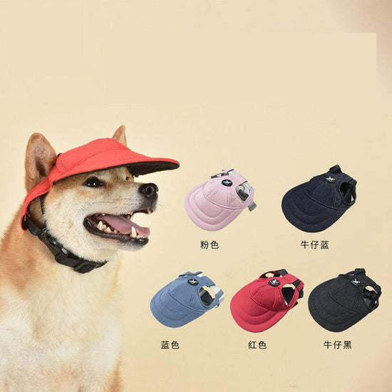 Size M Dark Blue Adjustable Pet Baseball Cap for Cats and Dogs - Cute Sun Protection Hat for Outdoor Adventures