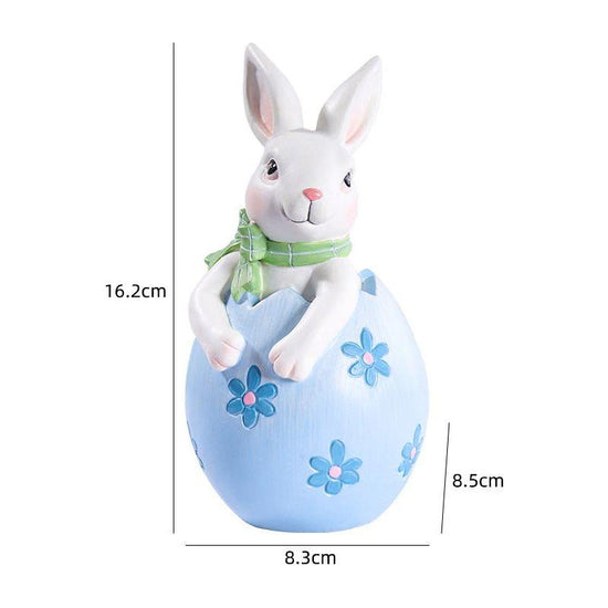 Blue Easter Rabbit Egg Resin Decoration - Charming Festive Gift for Kids&