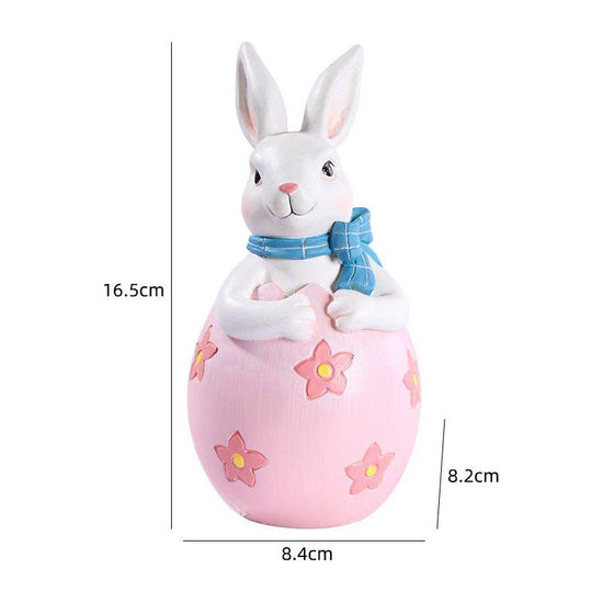 Pink Easter Rabbit Egg Resin Decoration - Charming Festive Gift for Kids&