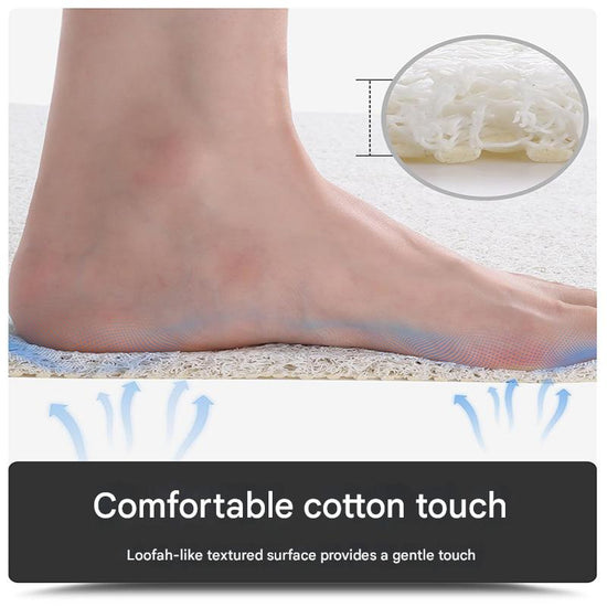 Green Leaves Pattern PVC Non-Slip Bath Mat 50x80cm - Shower Drain Hole Design, Soft & Quick-Dry Bathroom Rug
