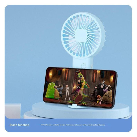 2 PCS Blue Cute USB Rechargeable Handheld Fan - Phone Stand - Great for Summer