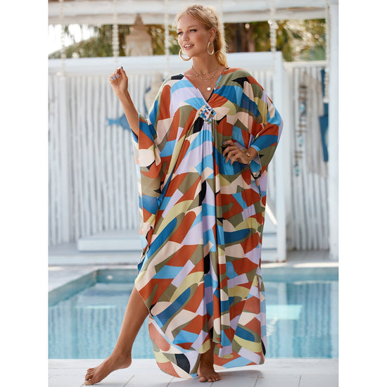 Style 11 Loose Fit Caftan Dress - Resort Style Beach Coverup for Women
