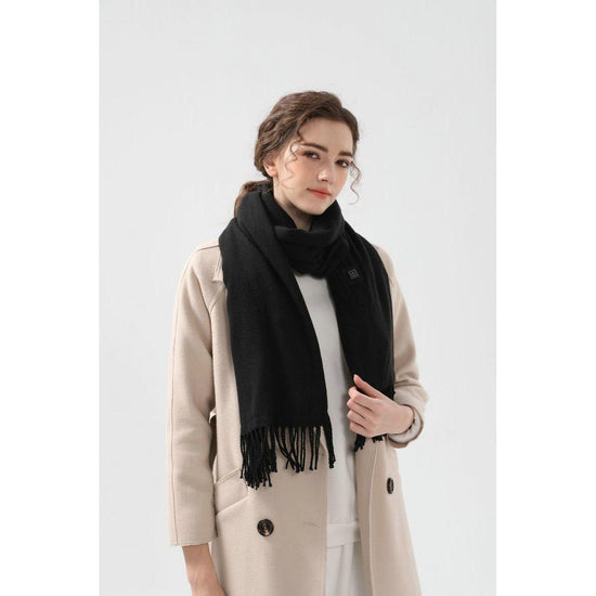 Black Heated Scarf - Electric Warming Scarf, Winter Outdoor Essential (Without power bank)