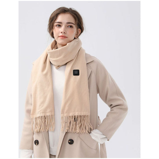 Khaki Heated Scarf - Electric Warming Scarf, Winter Outdoor Essential (Without power bank)